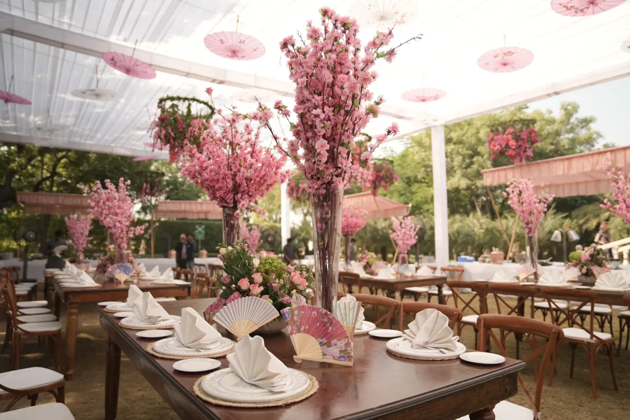 Pink floral garden event decoration